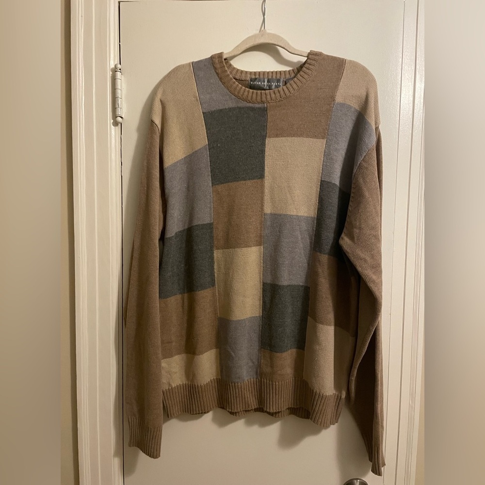 Oscar de la Renta Color Block Crew Neck Sweater Size XXL